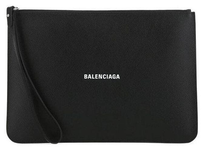 Pochette Balenciaga en cuir noir