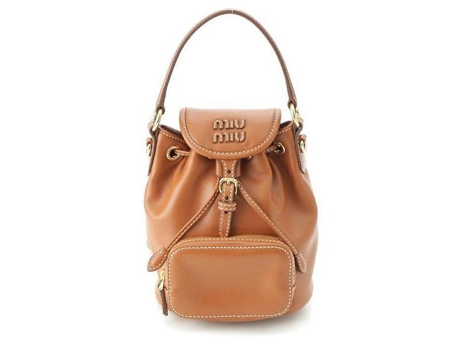 Miu Miu Mini Leder-Rucksack Braun 