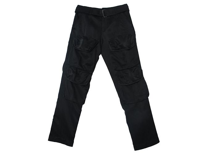 Pantaloni Cargo Presley in Cotone e Cupro Tinto in Capo Dries Van Noten Nero