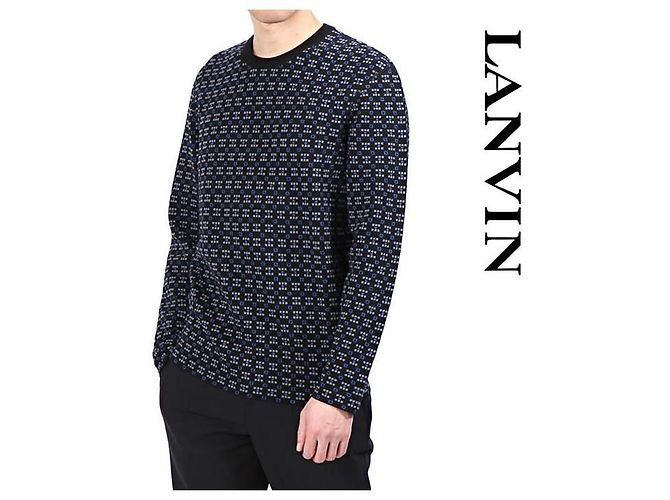 Lanvin Geometric Crew Neck Knit Black