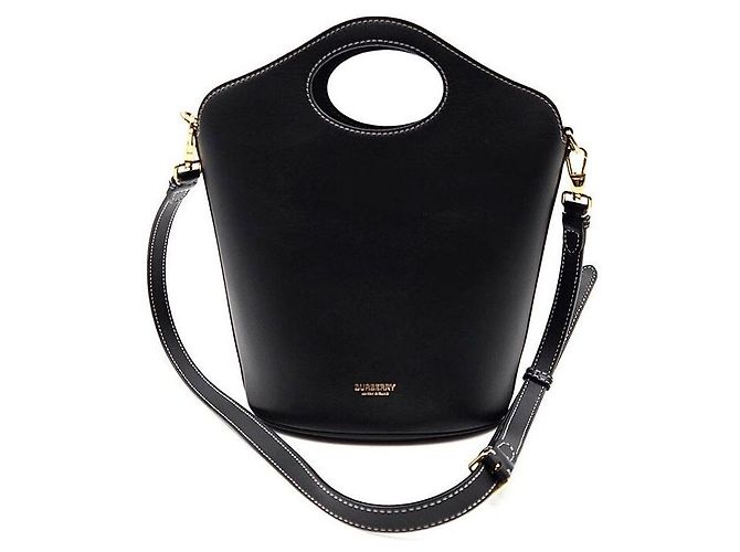 Burberry Bolsa bucket com bolsos em couro Preto