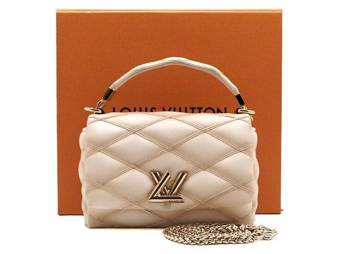 Louis Vuitton Saco Tote e Saco de Ombro com Corrente PM Ramskin Vanilla Dourado