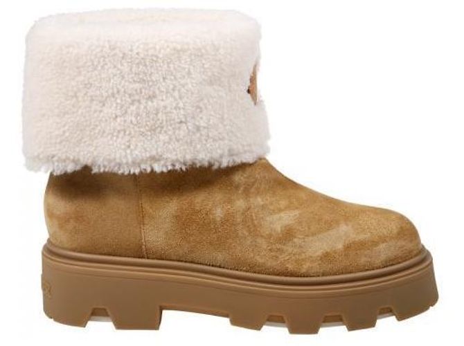 Moncler Aurea Mid Wildleder-Shearling-Stiefel Braun