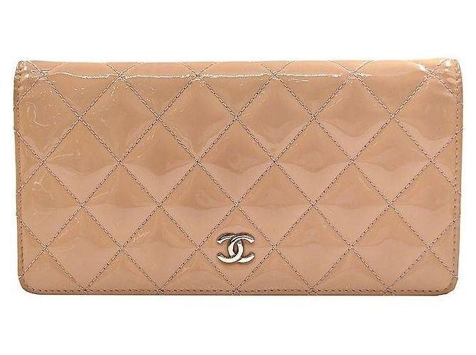 Chanel Classic Patent Long Wallet Orange
