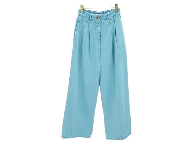 Chanel Washed Denim Pants in Neon Blue