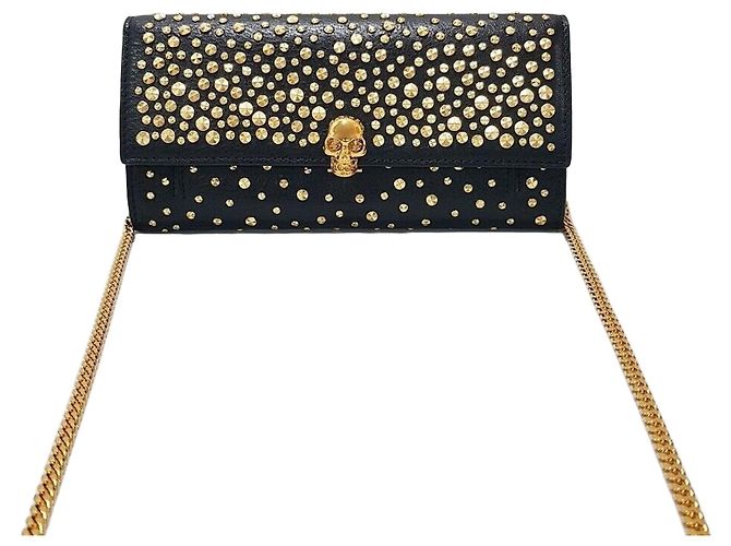 Alexander Mcqueen Clutch e borsa a tracolla Pioneer Gold Stud Nero
