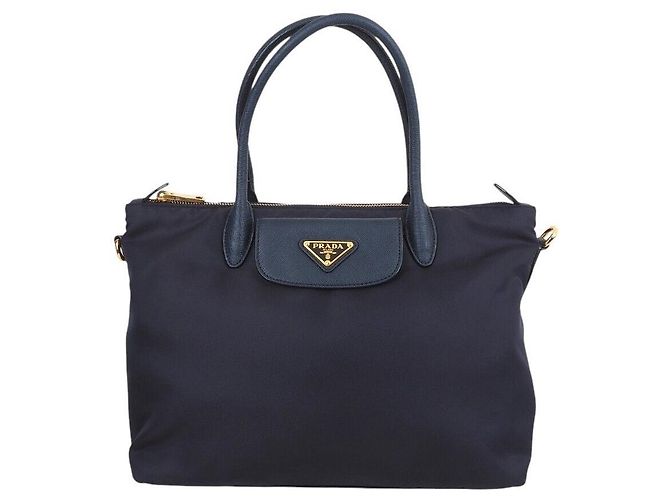 Prada Mala Tote e de Ombro em Pele Saffiano Azul
