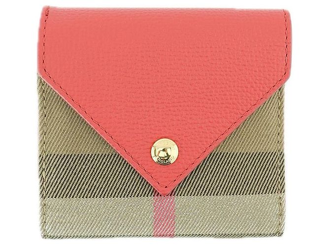 Burberry Portafoglio da donna Lila Red Canvas Leather Rosso