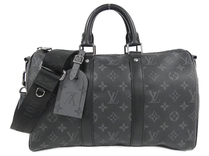 Louis Vuitton Monogram Eclipse Keepall Bandoulière 35cm Boston Bag Negro