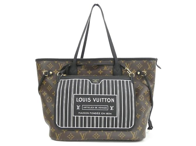 Borsa Louis Vuitton Monogram Neverfull Inside Out MM Marrone