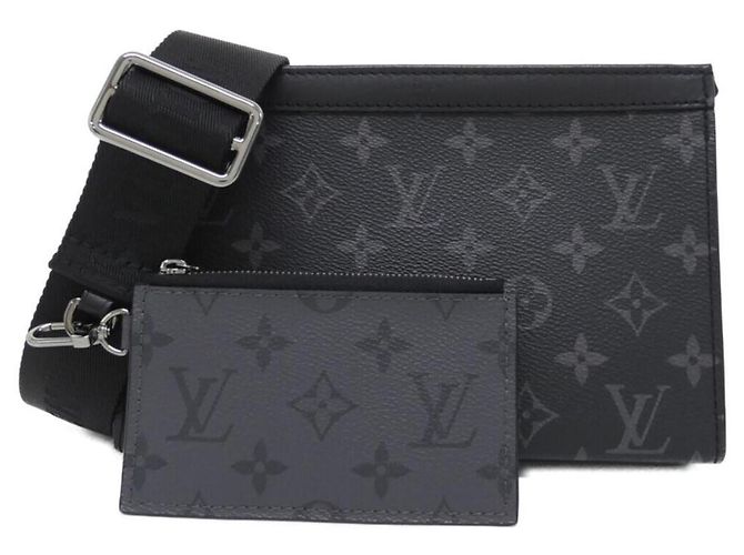 Portefeuille portable Louis Vuitton Monogram Eclipse Reverse Gaston Noir