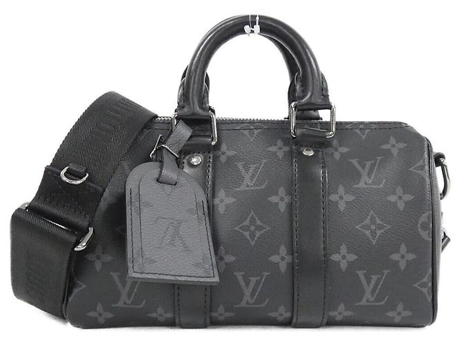 Bolsa Boston Louis Vuitton Monogram Eclipse Reverse Keepall Bandoulière 25cm Preto