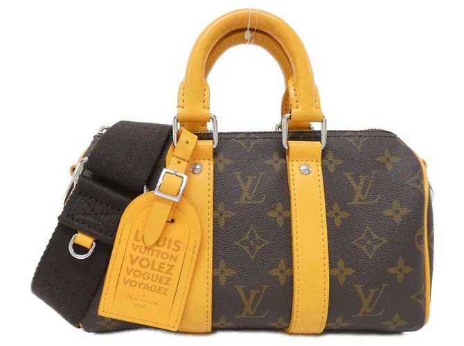 Louis Vuitton Monogram Macassar Keepall Bandoulière Marrom Dourado Amarelo