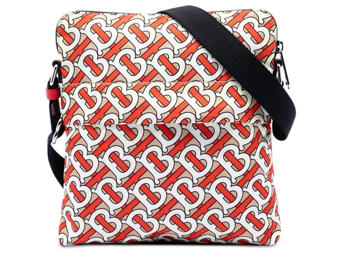 Borsa a tracolla piatta in nylon Burberry Beige TB Monogram