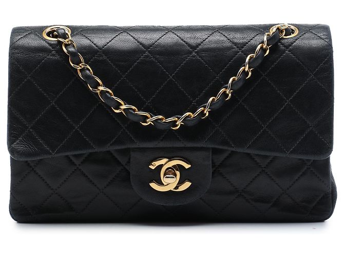 Chanel Black Small Classic Lambskin Double Flap Nero