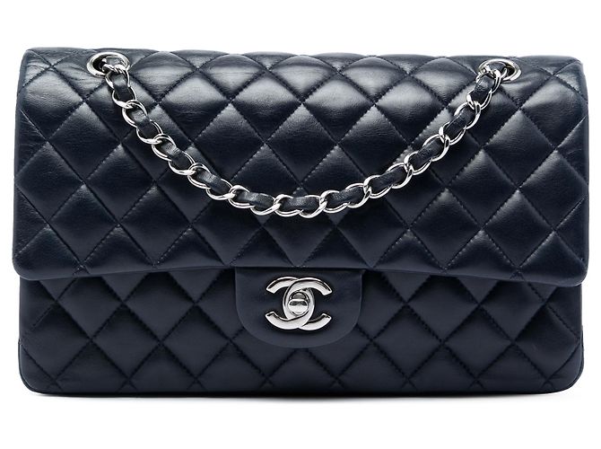Chanel Blue Medium Classic Lambskin Double Flap Bleu Bleu Marine