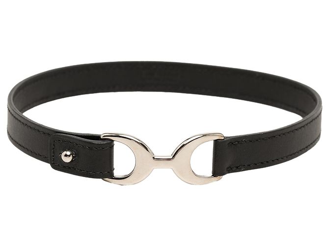 Bracciale Hermès Pavane Double Tour in pelle Swift nera e palladio 