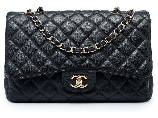 Chanel Black Jumbo Classic Caviar Single Flap Noir