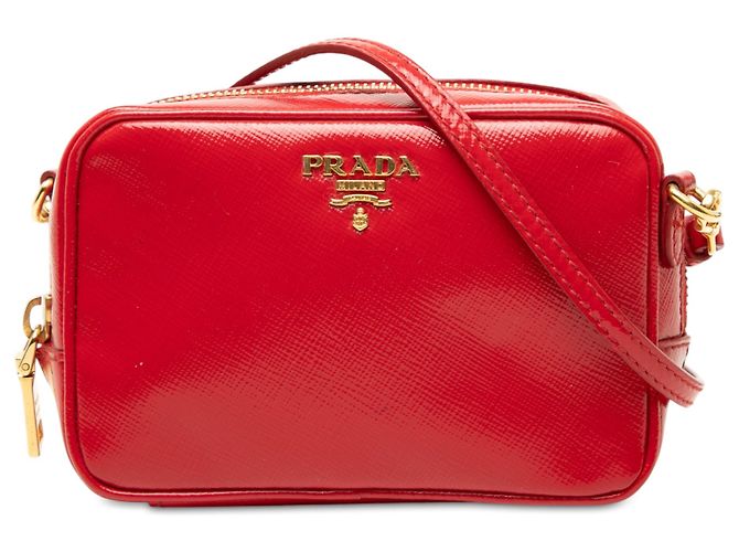 Prada Mini Sac Camera en Saffiano Vernice Rouge