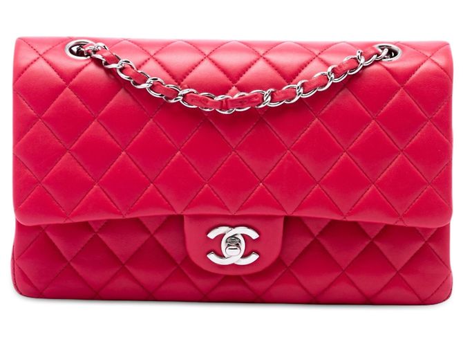 Chanel Pink Medium Classic Iridescent Lambskin Double Flap Rosa
