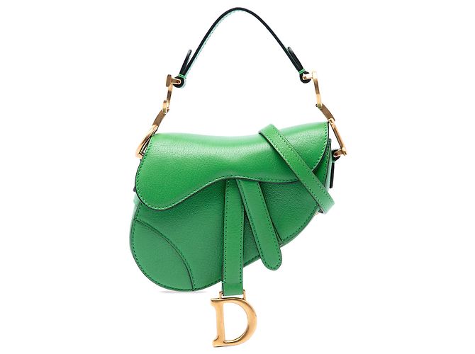 Bolsa Saddle Dior em micro pele de cabra verde