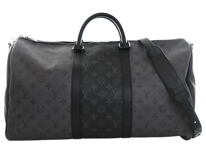 Louis Vuitton Gray Monogram Eclipse Reverse Keepall Bandouliere 50