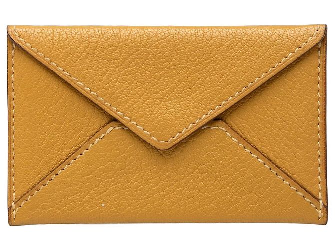 Hermès Yellow Chevre Mysore Envelope Pouch Mustard