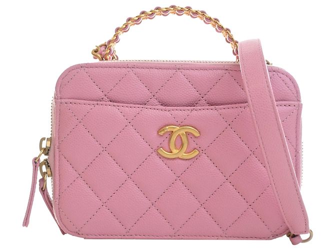 Chanel Vanity Case Pick Me Up Small de piel caviar acolchada rosa