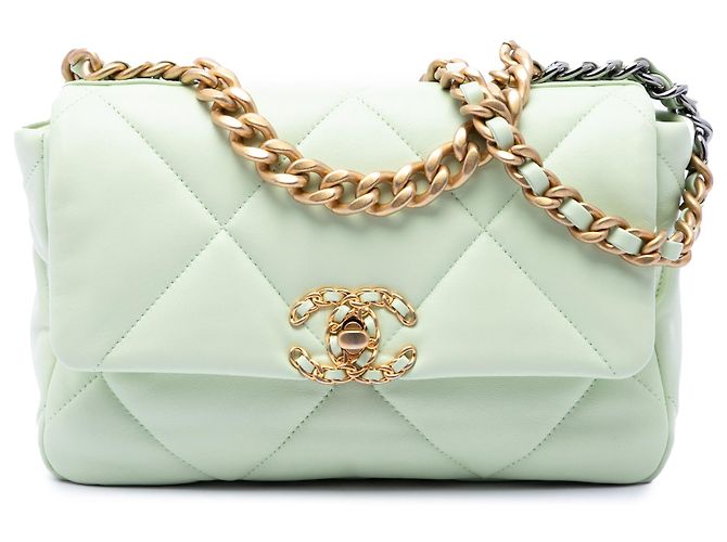 Chanel 19 Flap Medium em Lambskin Verde Verde claro