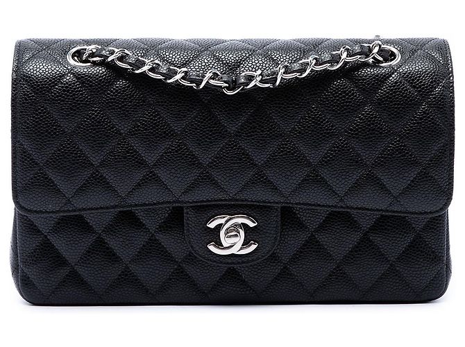 Chanel Black Medium Classic Caviar Double Flap Noir