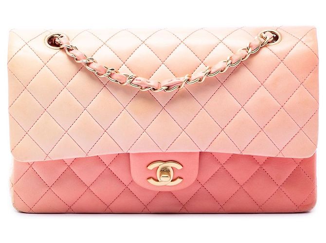 Chanel Pink Medium Classic Ombre Lambskin Double Flap Rose