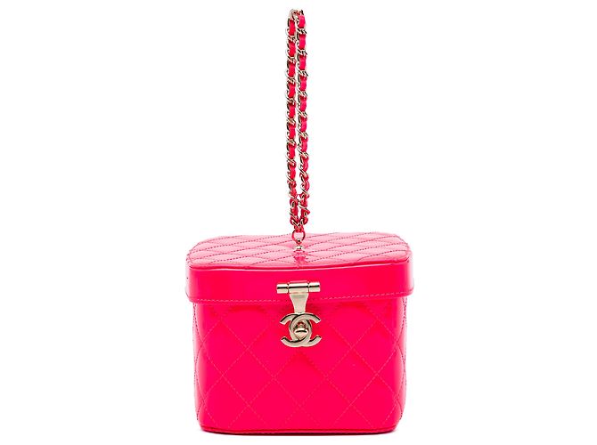 Bolso Vanity Chanel Mini CC acolchado de charol rosa