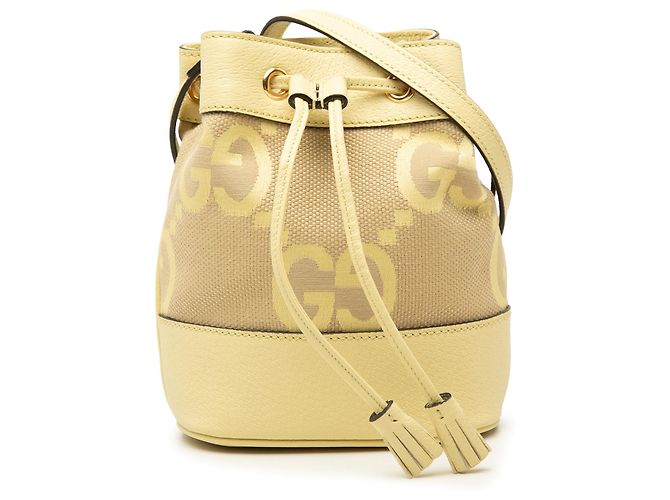 Borsa secchiello Gucci Ophidia Mini Jumbo in canvas GG e pelle di vitello gialla Giallo