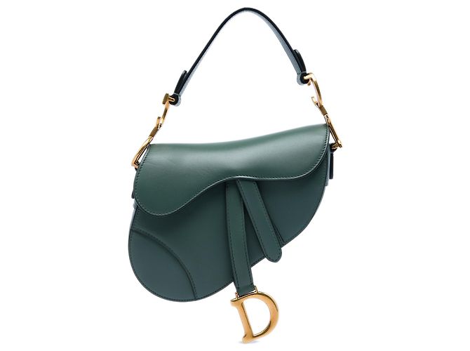Bolso Saddle Dior Mini de piel de becerro lisa verde Verde oscuro
