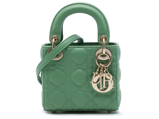 Dior Green Micro Lambskin Cannage Lady Dior Vert