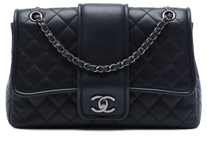 Chanel Blue Large Quilted Lambskin Elementary Chic Flap Bleu Bleu Marine