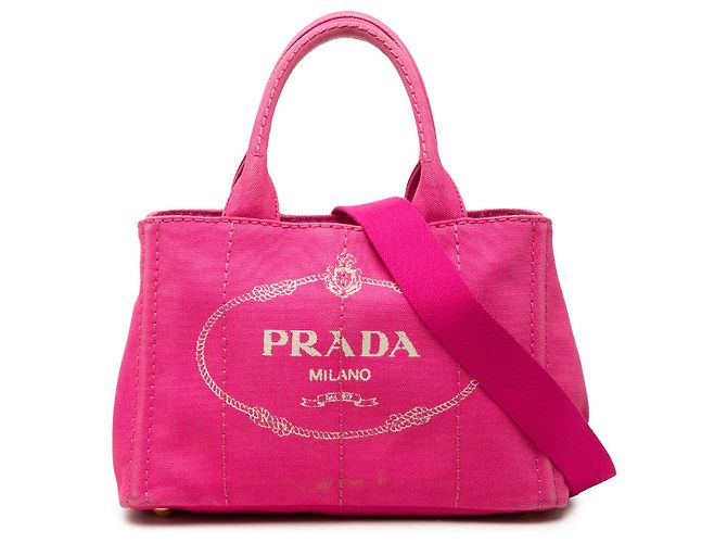 Borsa Tote Prada Small Canvas Canapa Logo Rosa