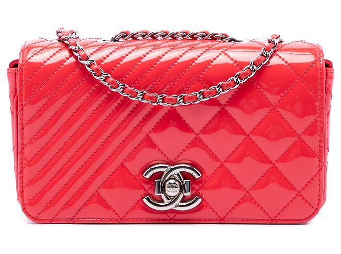 Chanel Red Small Quilted Patent Coco Boy Flap Rouge