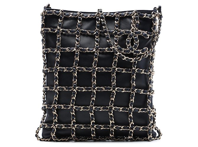 Chanel Black Lambskin Chain Frame Crossbody