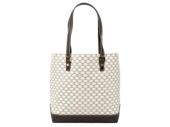 Céline Celine White Macadam Coated Canvas Tote