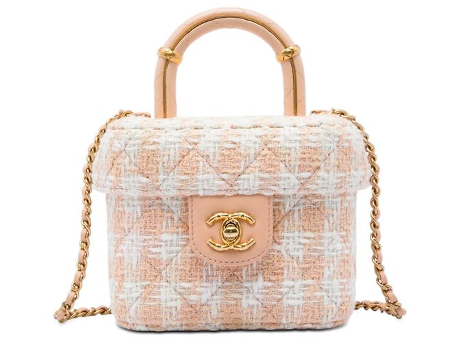 Chanel Beige Mini Tweed Crush Handtasche mit oberem Griff