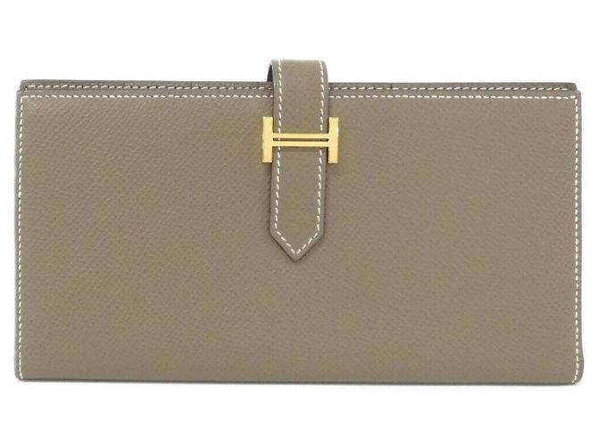 Hermès Cartera larga Hermes Bearn Soufflé Gris pardo