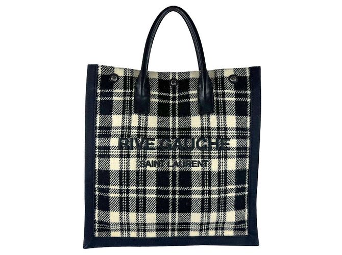 Sac cabas Saint Laurent Rive Gauche Noir Blanc