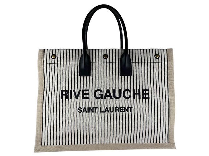 Saco Tote Saint Laurent - Rive Gauche Preto Bege Cru