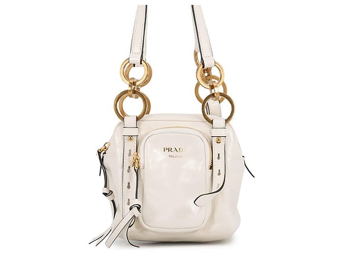 Prada Dangle Mini Lederhandtasche Weiß