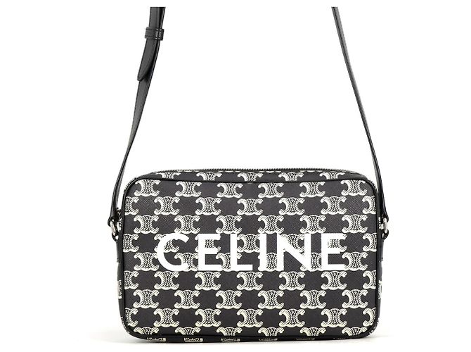 Céline Borsa a tracolla Celine Triomphe Horizontal Medium Nero Bianco 