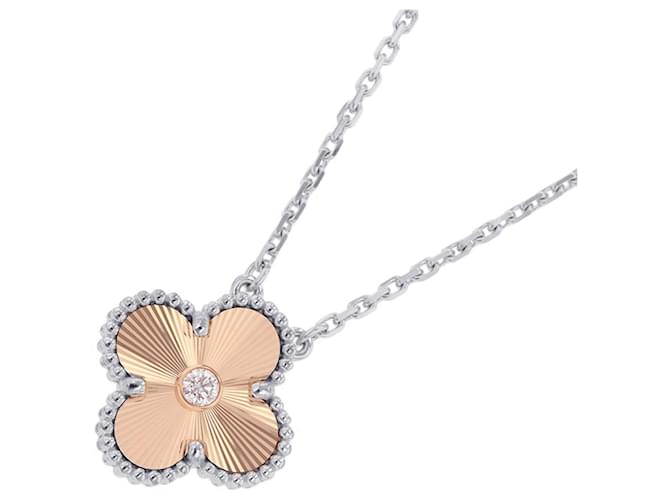 Van Cleef & Arpels Alhambra Guilloche Diamond Necklace 