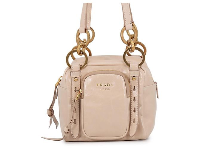 Bolsa de mão Prada em couro bege