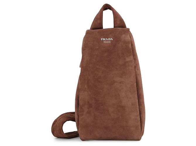 Borsa Sling Prada in camoscio marrone
