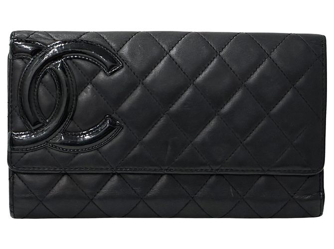Chanel Cambon Damen Langbrieftasche Schwarz Pink